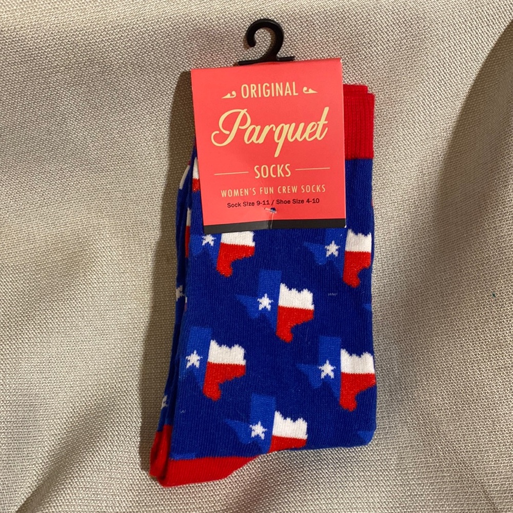 NWT Parquet Women’s TEXAS Crew Socks Shoe SZ 4-10